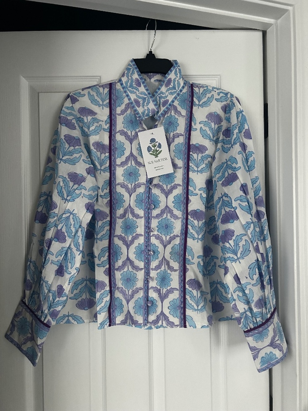 Sea Breeze Floral Button-Down Shirt in Blue & Purple by Sur Sartor